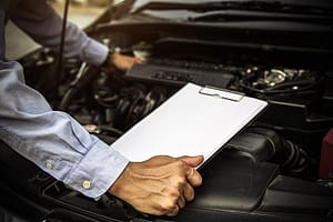 Car Dismantler checking engine of car