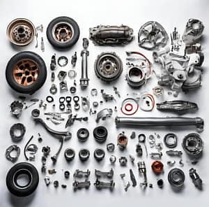 Car Parts on White Background