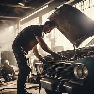 Mechanic Taking a Car apart