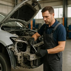 Man Dismantling a car