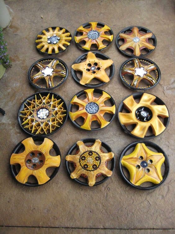 Hubcaps into Wall Art